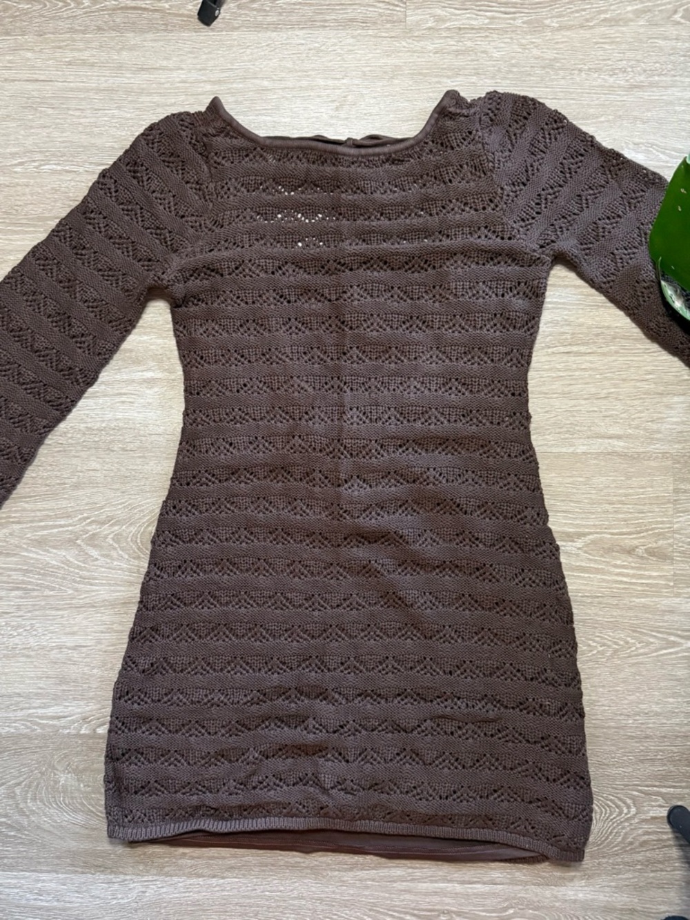 Abercrombie Crochet Knit Mini Dress Brown Long Sleeve Size M NWT